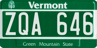 VT license plate ZQA646