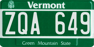 VT license plate ZQA649