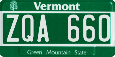 VT license plate ZQA660