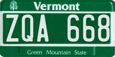 VT license plate ZQA668