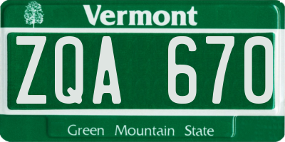 VT license plate ZQA670