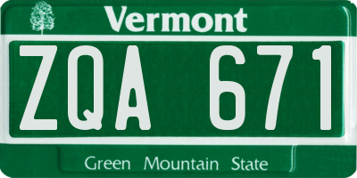 VT license plate ZQA671