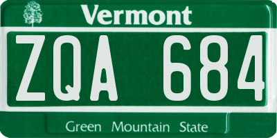 VT license plate ZQA684