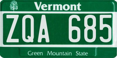 VT license plate ZQA685