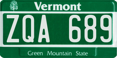 VT license plate ZQA689