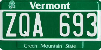 VT license plate ZQA693