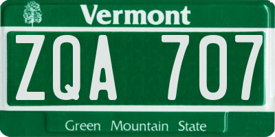 VT license plate ZQA707