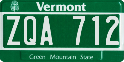 VT license plate ZQA712