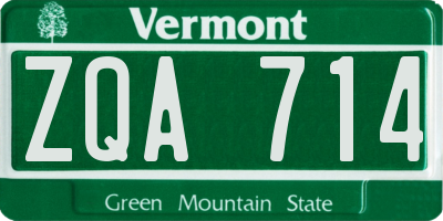 VT license plate ZQA714