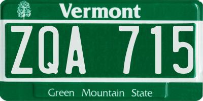 VT license plate ZQA715