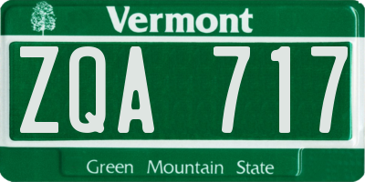 VT license plate ZQA717