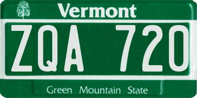 VT license plate ZQA720
