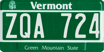 VT license plate ZQA724