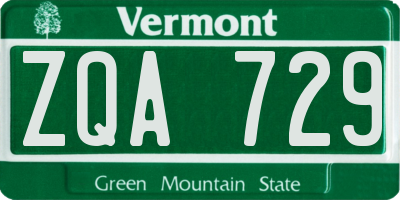 VT license plate ZQA729