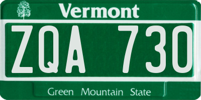 VT license plate ZQA730