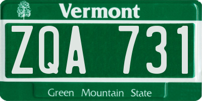 VT license plate ZQA731