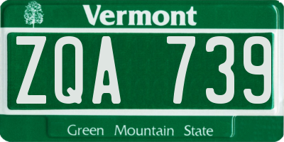VT license plate ZQA739