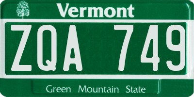 VT license plate ZQA749