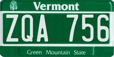 VT license plate ZQA756
