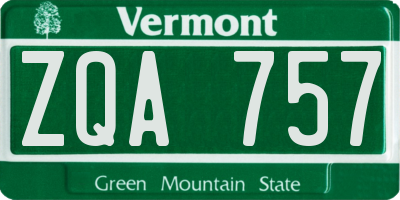 VT license plate ZQA757
