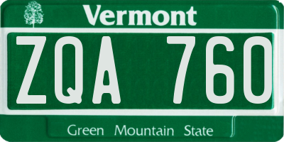 VT license plate ZQA760