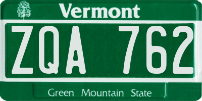 VT license plate ZQA762