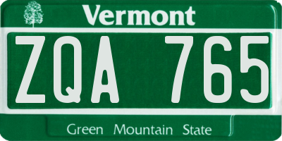 VT license plate ZQA765