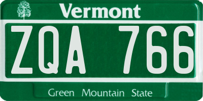 VT license plate ZQA766