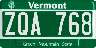 VT license plate ZQA768
