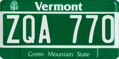 VT license plate ZQA770