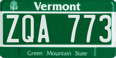 VT license plate ZQA773