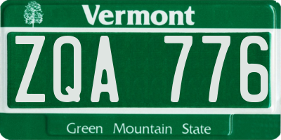VT license plate ZQA776