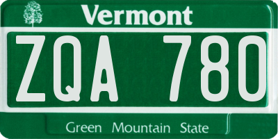 VT license plate ZQA780