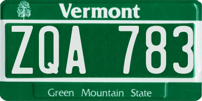 VT license plate ZQA783