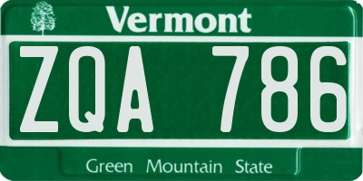VT license plate ZQA786