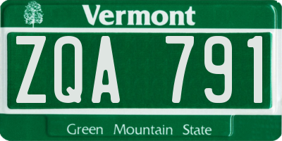 VT license plate ZQA791