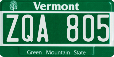 VT license plate ZQA805