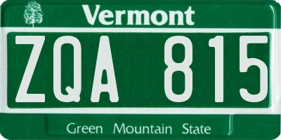 VT license plate ZQA815