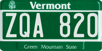 VT license plate ZQA820