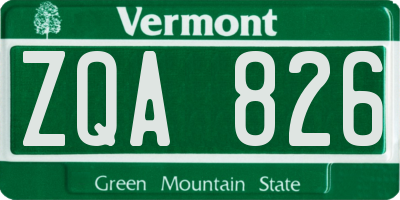 VT license plate ZQA826