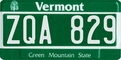 VT license plate ZQA829