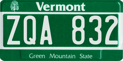 VT license plate ZQA832