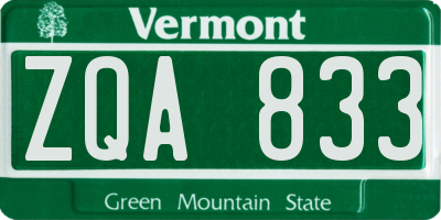 VT license plate ZQA833