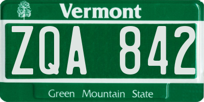 VT license plate ZQA842