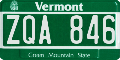 VT license plate ZQA846