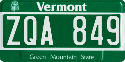 VT license plate ZQA849