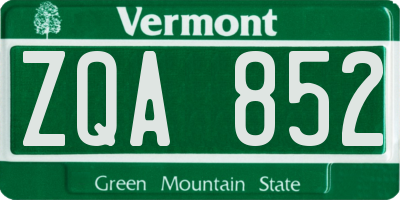 VT license plate ZQA852