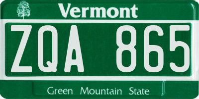 VT license plate ZQA865