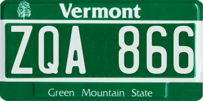 VT license plate ZQA866