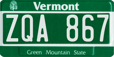 VT license plate ZQA867